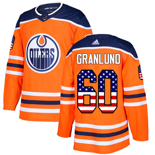 Adidas Edmonton Oilers #60 Markus Granlund Orange Home Authentic USA Flag Stitched Youth NHL Jersey
